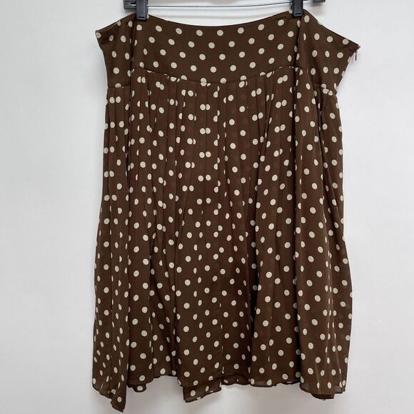 Josephine Chaus Women's Skirt 20W Brown Beige Polkadots 100% Silk Lined - Picture 1 of 6
